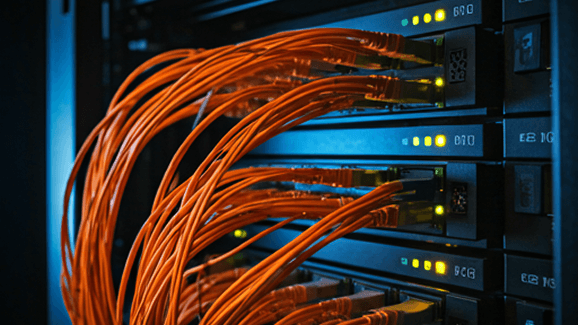 Business networking infrastructure connecting teams and devices