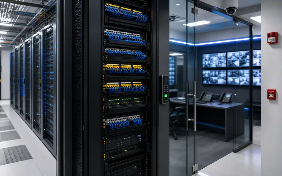 Two-floor WIOCC IT and ELV deployment with network rack access control CCTV and safety systems