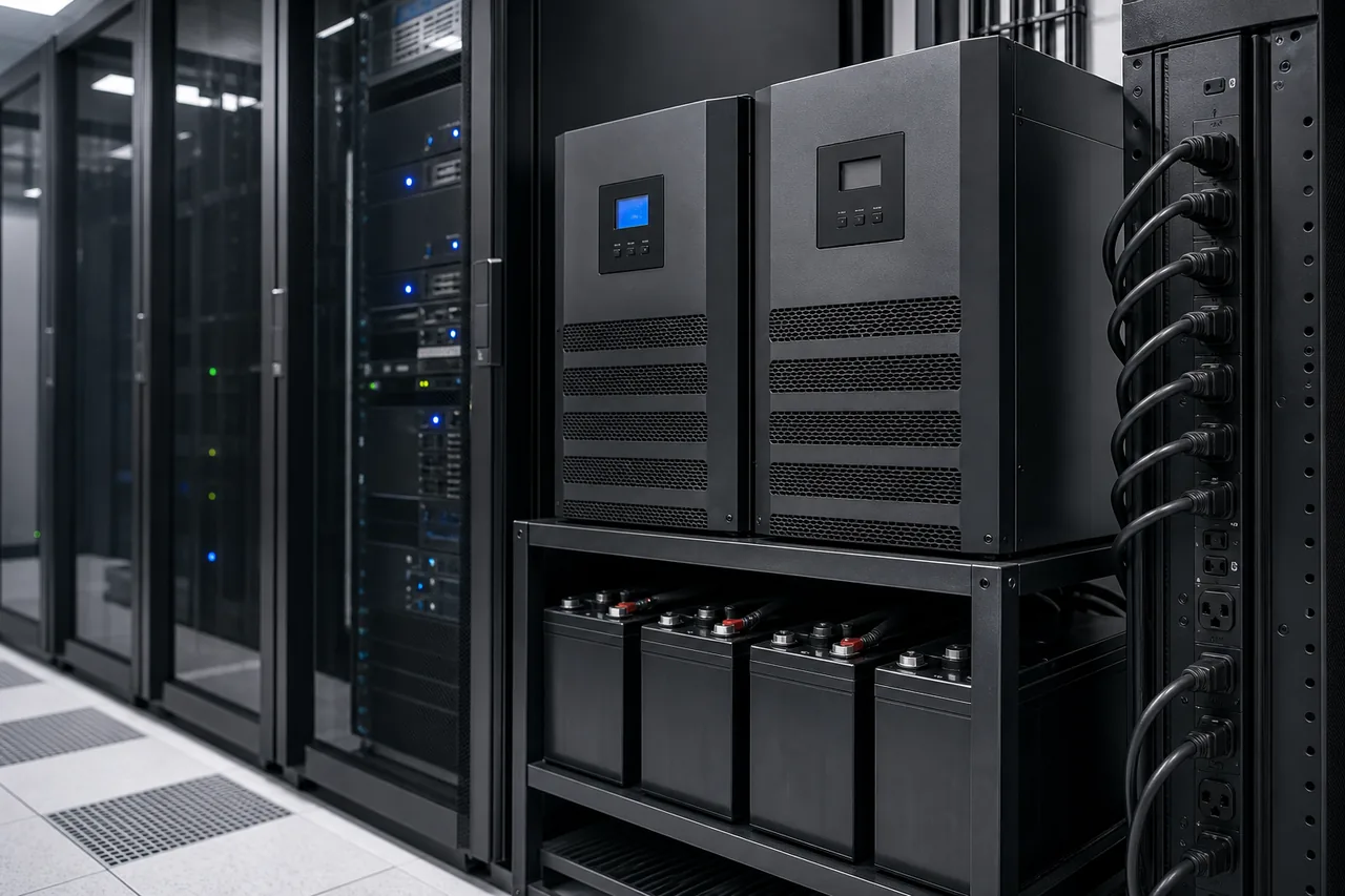 UPS and power distribution equipment protecting a business server room