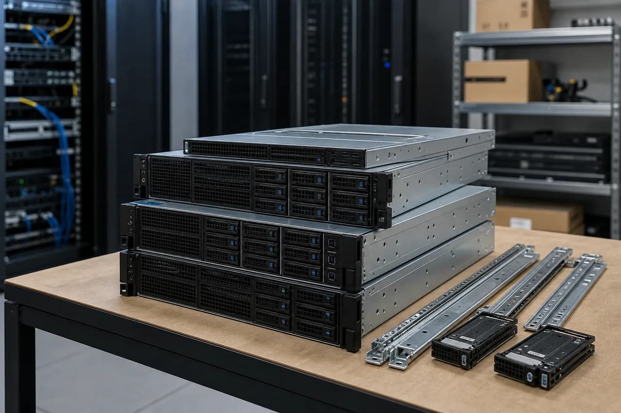 Enterprise server hardware prepared for installation in a business server room