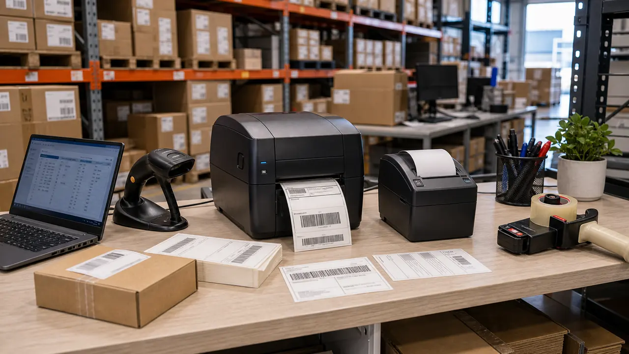 Label barcode and receipt printers set up for retail and warehouse operations