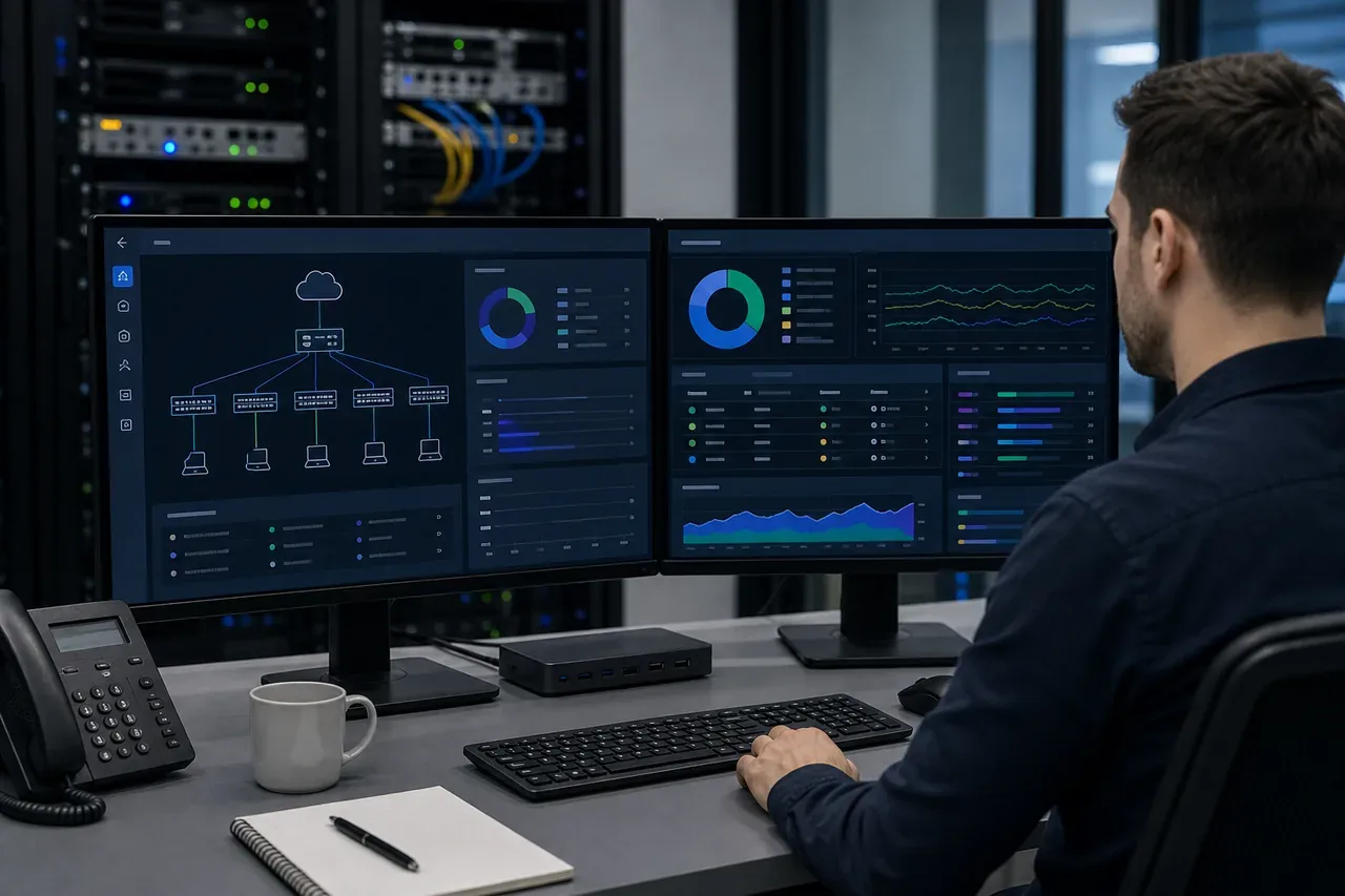 Central antivirus management console monitoring protected business devices